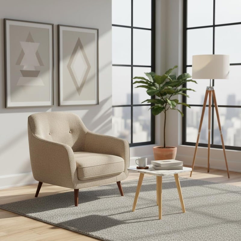 FendiHomModern Square Wooden Side Table with 3 Color Options (Natural Oak, Classic White, Elegant Gray) – Small Accent Table for Living Room, Bedroom, or Office (White Marble) - Image 5