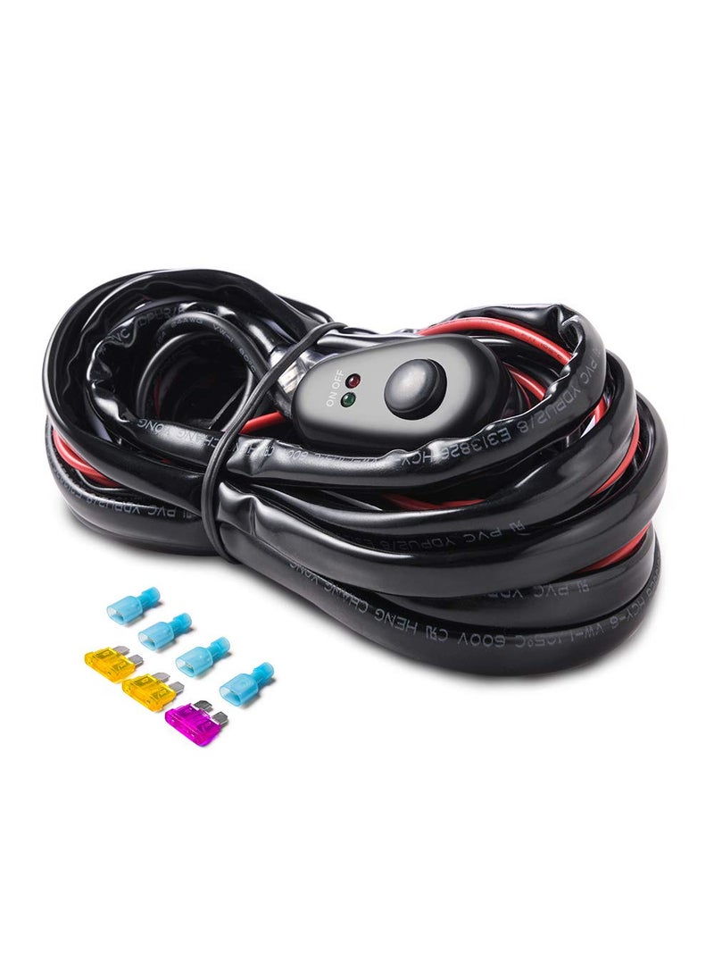 MICTUNING MICTUNING LED Light Bar Wiring Harness Off Road Power 40A Relay Fuse ON-Off Switch (2 Lead)  - Image 1