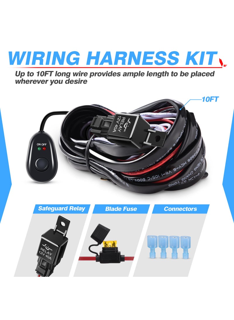 MICTUNING MICTUNING LED Light Bar Wiring Harness Off Road Power 40A Relay Fuse ON-Off Switch (2 Lead)  - Image 2