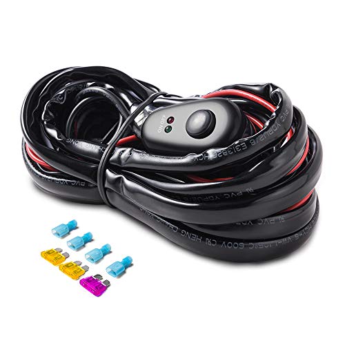 MICTUNING LED Light Bar Wiring Harness Off Road Power 40A Relay Fuse ON-Off Switch (2 Lead) - Image 1