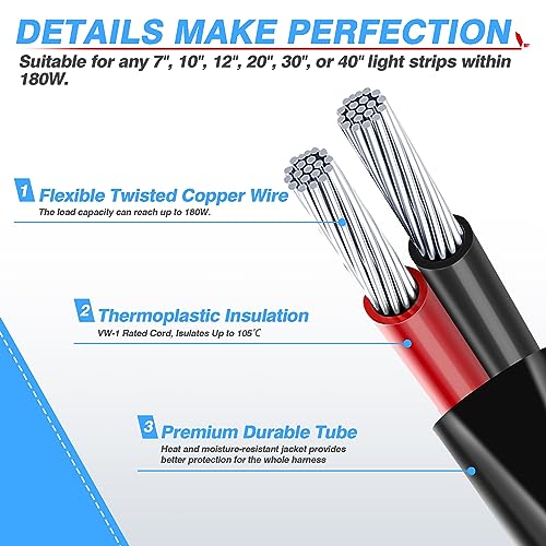 MICTUNING LED Light Bar Wiring Harness Off Road Power 40A Relay Fuse ON-Off Switch (2 Lead) - Image 4