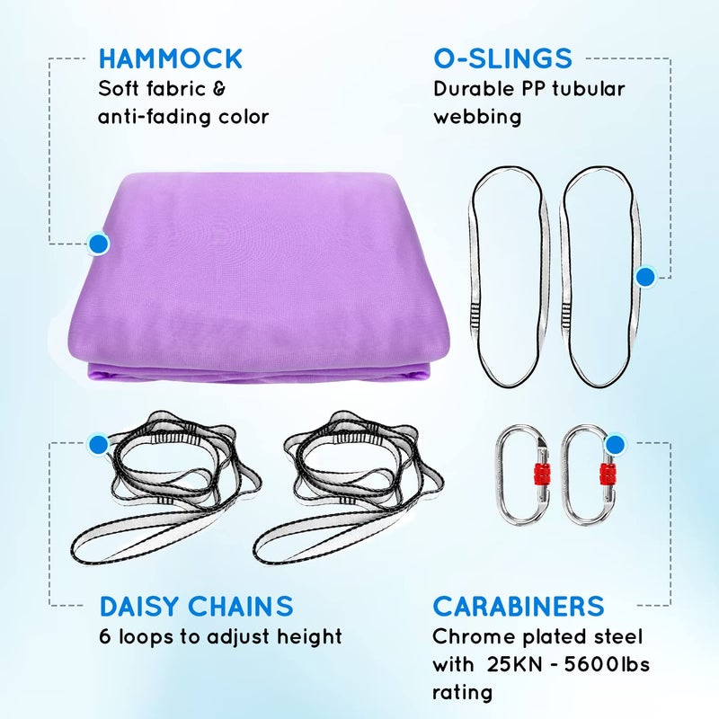 Yes4All هاموك يوجا هوائي من قماش تريكوت الناعم من Yes4All / حرير هوائي لليوغا المنزلية، لزيادة القوة والمرونة والتوازن، يناسب جميع المستويات (مجموعة كاملة متضمنة)، أ. لافندر - Image 4