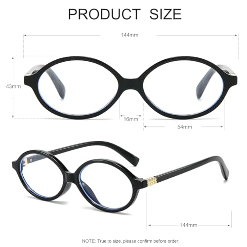 JOVAKIT Retro Oval Blue Light Blocking Glasses for Women Vintage Fashion 90s Small Oval Frame Eyeglasses (Black) - Image 4