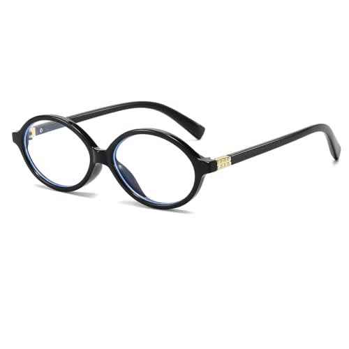 JOVAKIT Retro Oval Blue Light Blocking Glasses for Women Vintage Fashion 90s Small Oval Frame Eyeglasses (Black) - Image 1