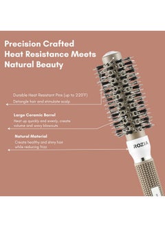 Rozia Pro Hair Combs For Women Round Brush For Blow Drying With Natural Boar Bristle, Professional Round Hair Brush For Hair Styling, Drying, Healthy Hair And Add Volume (25 Mm)  - Image 2