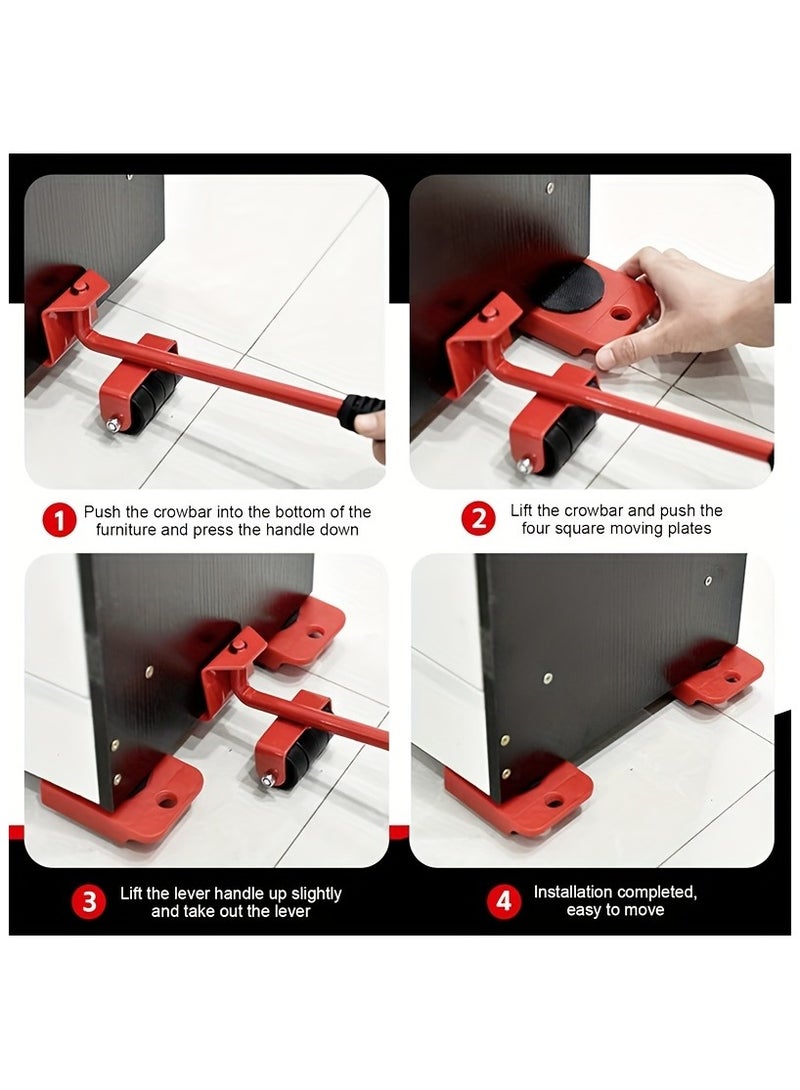 5-Pack Heavy Duty Furniture Lifter Kit - 330LB Capacity Moving System for Couches/Beds/Appliances | No Battery Needed | Non-Slip PU Pads & Adjustable Height Tools - Image 3