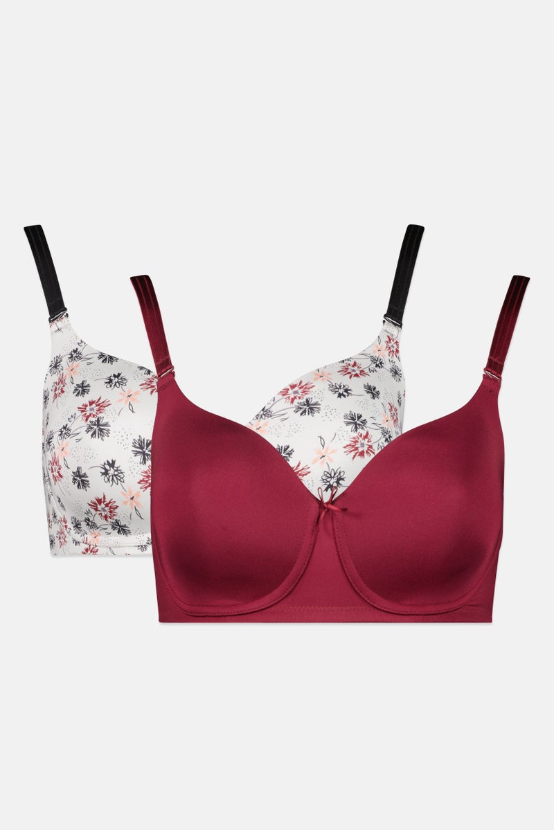 TRIUMPH Women 2 Pieces Allover Print Padded Non Wire Bra, Multicolor - Image 3