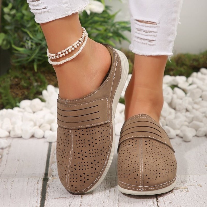 Plus Size Women'S Cave Shoes Baotou Hollow Breathable Muller Shoes Casual Retro Sandals - Image 3