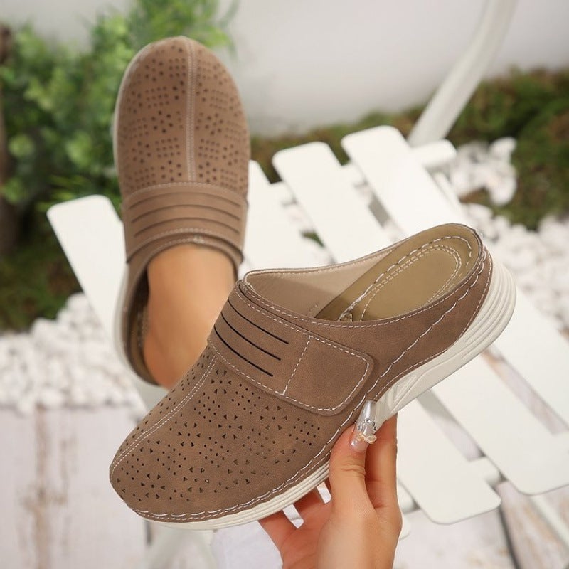 Plus Size Women'S Cave Shoes Baotou Hollow Breathable Muller Shoes Casual Retro Sandals - Image 2