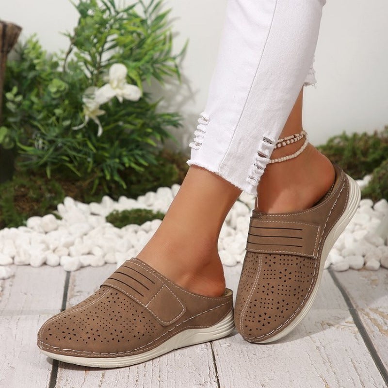 Plus Size Women'S Cave Shoes Baotou Hollow Breathable Muller Shoes Casual Retro Sandals - Image 5
