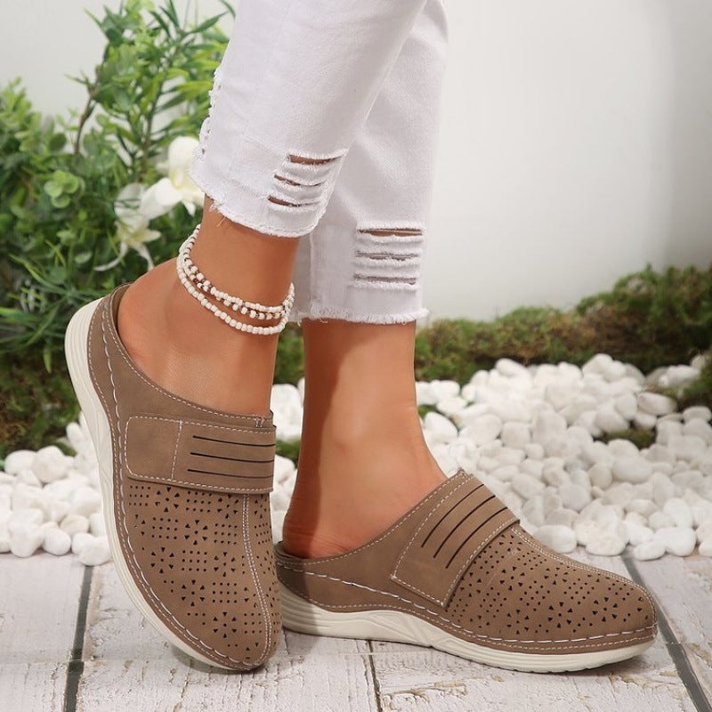 Plus Size Women'S Cave Shoes Baotou Hollow Breathable Muller Shoes Casual Retro Sandals - Image 4