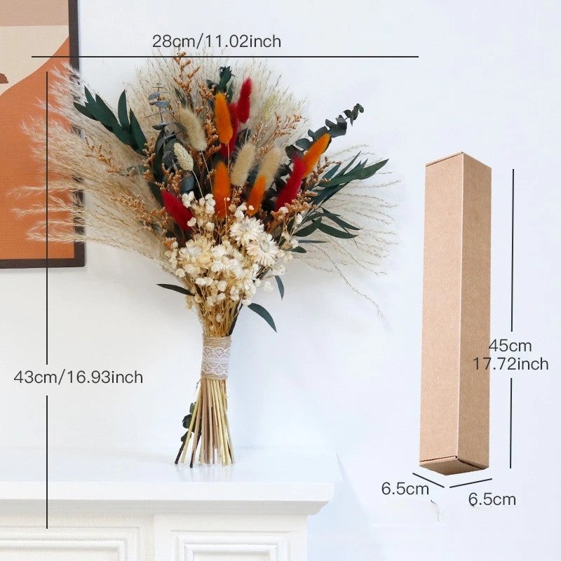 Bluejw G84 Boho Fall Decor: Pampas Grass Bouquet, Dried Orange Slices & Flowers - Christmas Tree & Vase Autumn Aesthetic, Dried Plants Included - Image 4