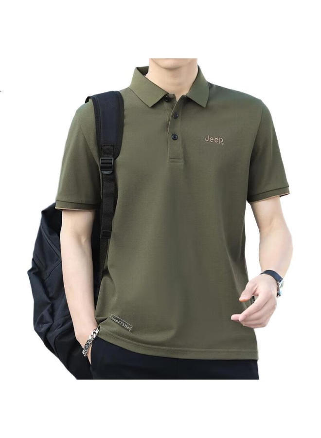 Jeep Men'S Short Sleeve T-Shirt Summer Polo Shirt Men'S Casual Loose Cool Feeling Undershirt Top Men'S Clothing Navy Blue Xl - Image 1