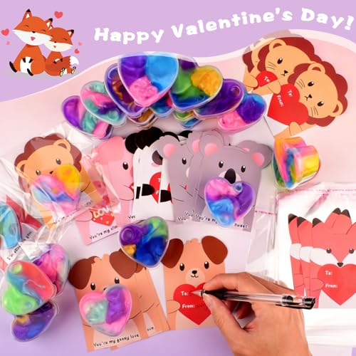 WUJYLY Valentines Day Slime 24 Pack Mini Heart Galaxy Slime Cups with Valentine Cards Individual Gift Bags Classroom Exchange Gifts for Kids Party Favors Goodie Bag Fillers Stress Relief Fidget Toys - Image 5