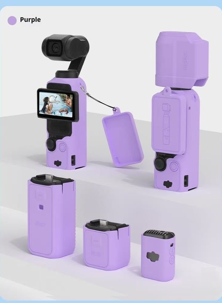 Suitable for DJI Osmo Pocket 3 Silicone Protective Case Silicone Protective Cover Handheld Gimbal Action Camera Accessories (Purple) - Image 1
