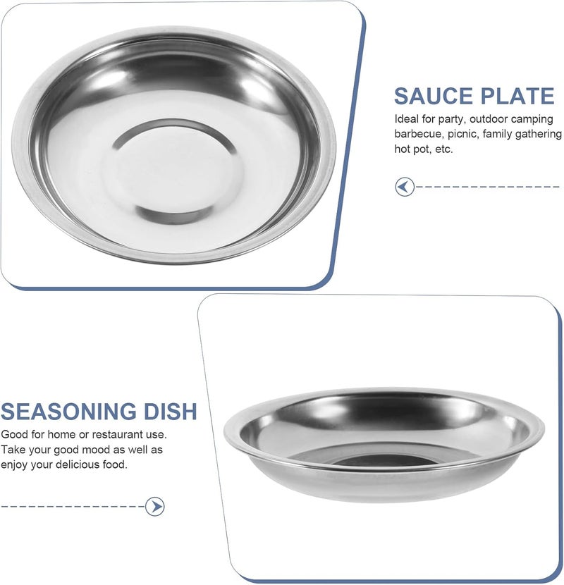 DOITOOL دويدول 10 قطع أطباق صغيرة أطباق مقبلات من الفولاذ المقاوم للصدأ حاويات طعام أطباق توابل دائرية أطباق معدنية أطباق معدنية أطباق أساسية للقطط - Image 5