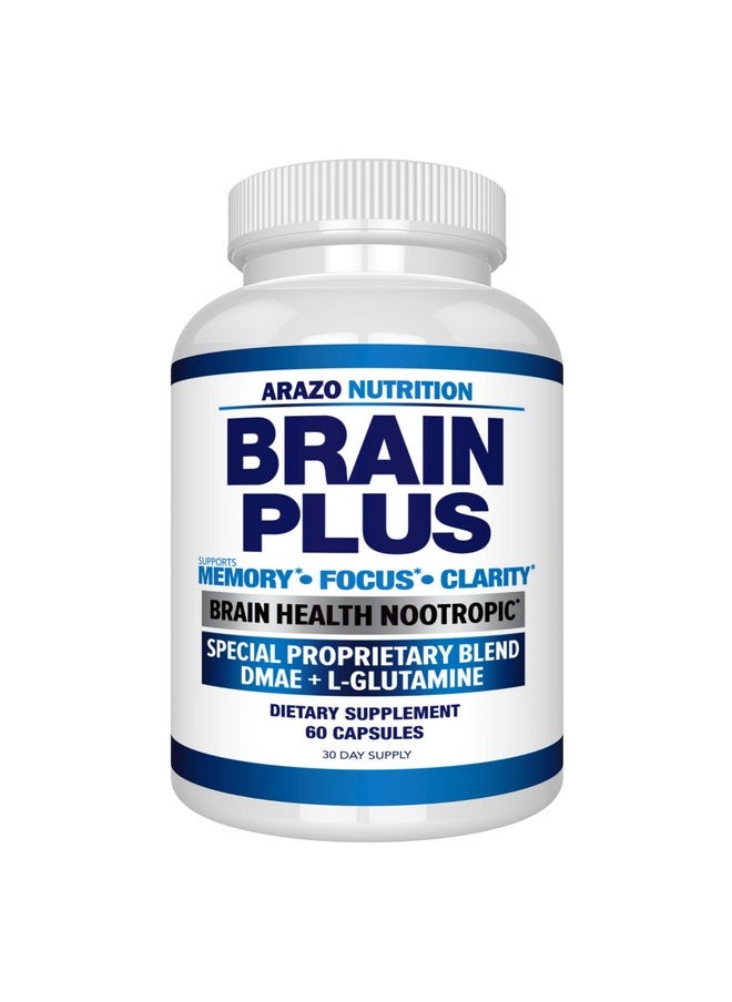 Arazo Nutrition Arazo Nutrition Premium Brain Function Supplement - Memory, Focus, Clarity - Nootropic Booster with DMAE, Bacopa Monnieri, L-Glutamine, Multi Vitamins, Multi Minerals  - Image 1