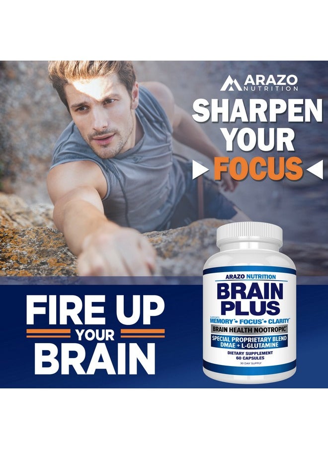 Arazo Nutrition Arazo Nutrition Premium Brain Function Supplement - Memory, Focus, Clarity - Nootropic Booster with DMAE, Bacopa Monnieri, L-Glutamine, Multi Vitamins, Multi Minerals  - Image 3