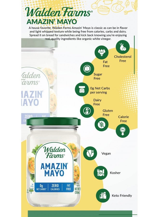 WALDEN FARMS Walden Farms Amazin Mayo Spread 12 Oz Jar, Light And Tangy Mayonnaise, 0G Net Carbs Perfect For Paleo And Keto Diets, Kosher Certified, Great For Sandwiches, Salads, Mix In With Eggs, Wraps Coleslaw  - Image 5