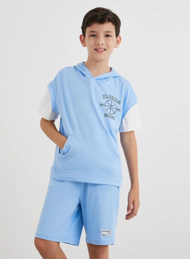 ستايلي Styli Hooded Oversized T-Shirt and Shorts Set