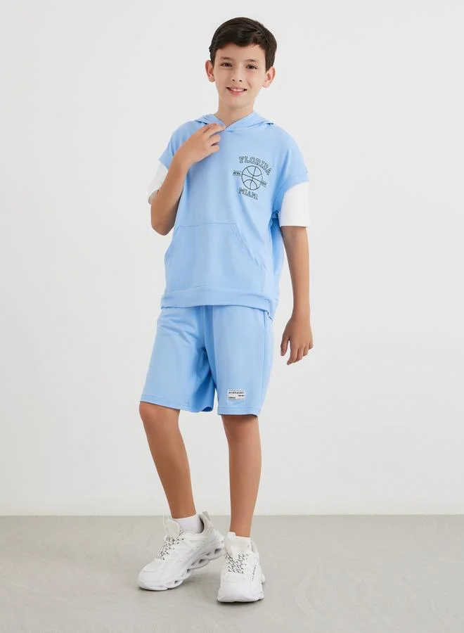 ستايلي Styli Hooded Oversized T-Shirt and Shorts Set
