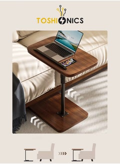 Adjustable Wooden Side Table with Reversible Top Metal Legs Modern Minimalist End Table for Living Room Bedroom Office Small Spaces Slim Walnut Round Table for Laptop Projector Books Magazines Plant Stand - pzsku/Z311A6B1601317CC2757CZ/45/_/1736155769/16b5c777-8029-43af-84ca-41b29d10c1ca