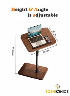 Adjustable Wooden Side Table with Reversible Top Metal Legs Modern Minimalist End Table for Living Room Bedroom Office Small Spaces Slim Walnut Round Table for Laptop Projector Books Magazines Plant Stand - pzsku/Z311A6B1601317CC2757CZ/45/_/1737455546/9b337849-43b7-4989-9ac6-95069f0e3ac8