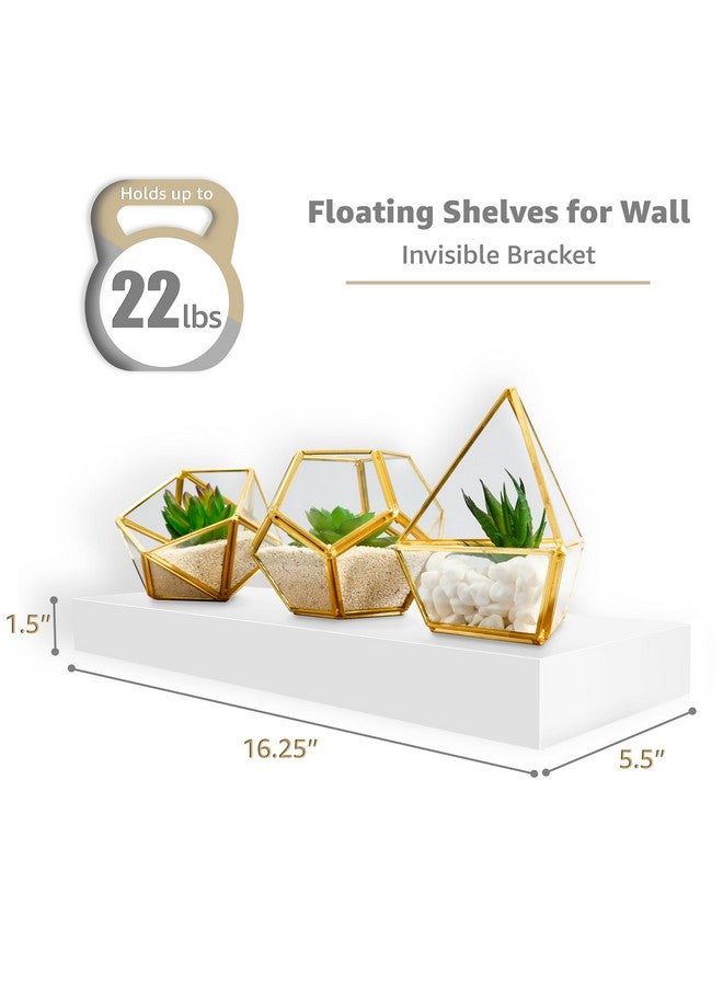 Sorbus Floating Shelves for Wall, 16" White Bathroom Shelves Wall Mounted for Kitchen, Bedroom, Living Room, Bathroom Storage, Over Toilet, Hanging Book Shelf for Wall Home Decor (4 Pack) - Image 2