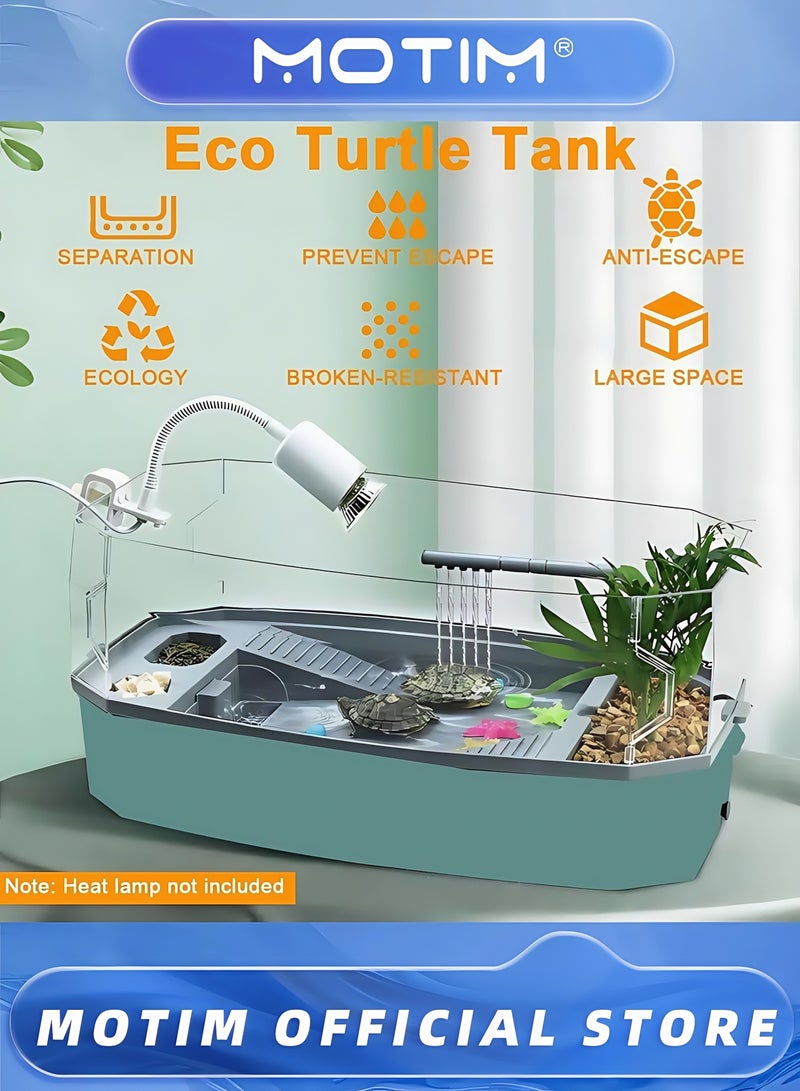 Motim Turtle Tank Full View Visually Large Tortoise Aquarium Habitat Reptile Terrarium for Crab Crayfish Terrapin Small Amphibious Creatures Pet Container (63 x 31 x 24cm) - Image 2