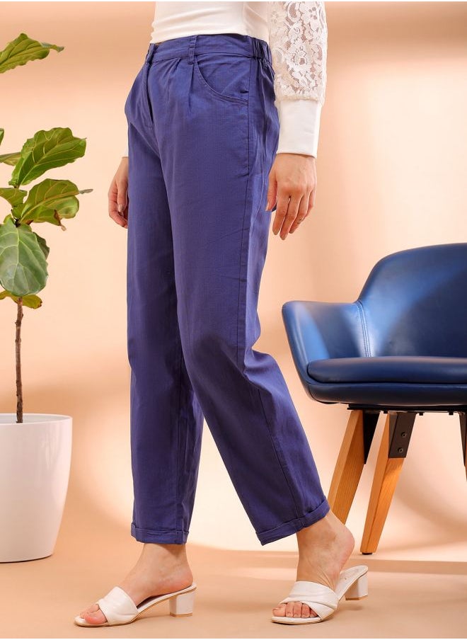 Freehand Women Regular Fit Solid Mid-Rise Pleated Pants  - Image 3