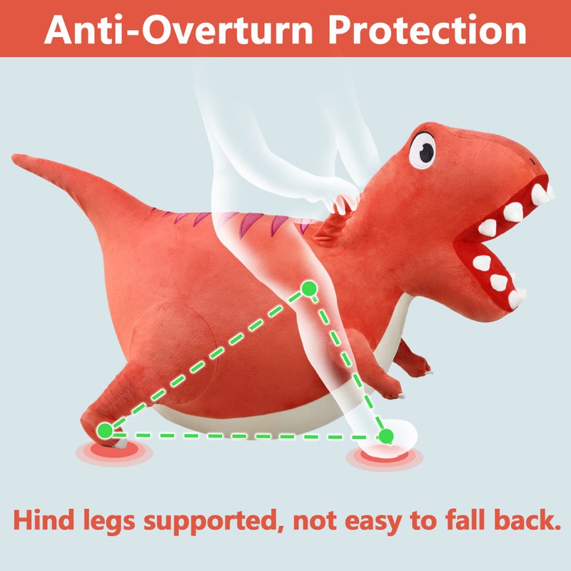 iPlay, iLearn Bouncy Pals Kids Dinosaur Hopper Ball, Inflatable Bouncing Animal Hopping Toys, Large Plush Ride on T-REX Bouncer, Outdoor Indoor Birthday Gift for 3 4 5 6 Year Old Boys Girls Toddlers - Image 5