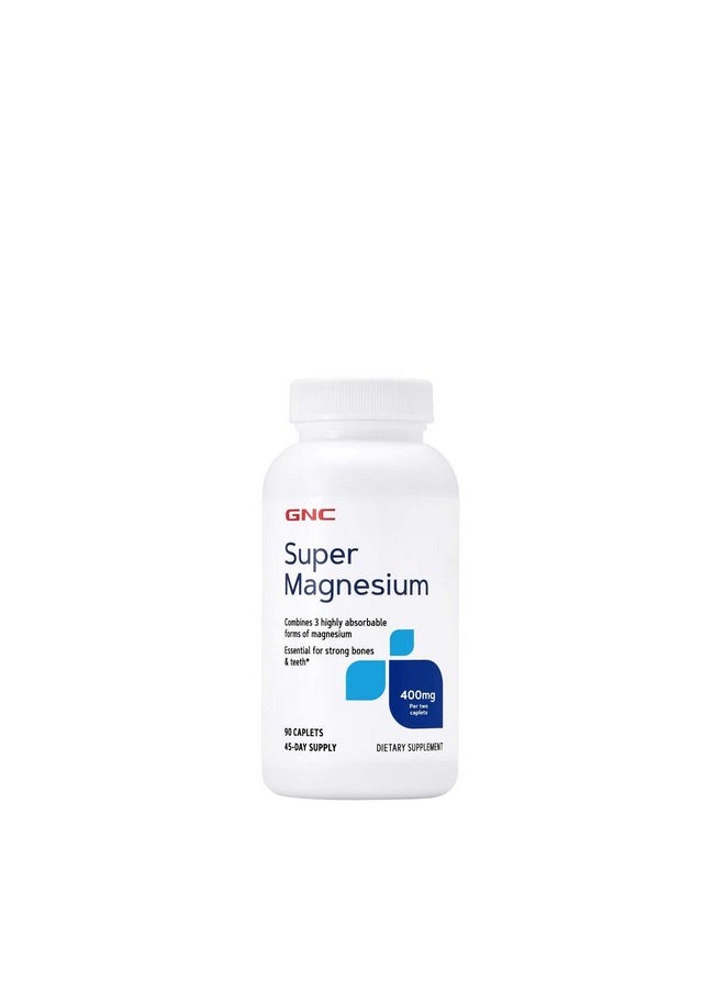 GNC - Super Magnesium 400Mg 90 Caplets Supports Strong Bones And Teeth - Image 1