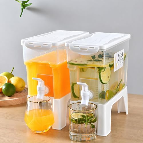 HoopVool® Plastic Drink Dispenser with Removable Stand | 3.5 Liters Refrigerator Water Jug Cold Kettle - Fridge Water Jug Cold Kettle for Iced Coffee, Lemonade (1), White - Image 5
