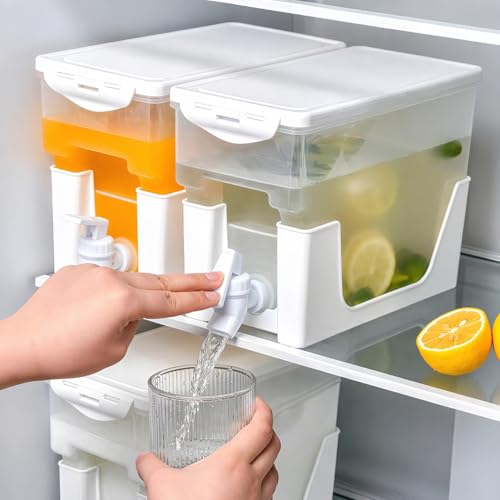 HoopVool® Plastic Drink Dispenser with Removable Stand | 3.5 Liters Refrigerator Water Jug Cold Kettle - Fridge Water Jug Cold Kettle for Iced Coffee, Lemonade (1), White - Image 4