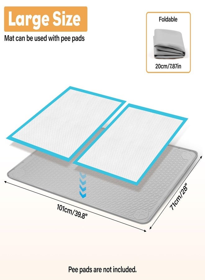 Lanstics 40"x28" Pee Pad Holder for Dogs Puppy Pad Holder Silicone Pee Tray for Dog Training Floor Protection Raised Edge Dog Potty Tray, No Pee Pads(Grey) - Image 2
