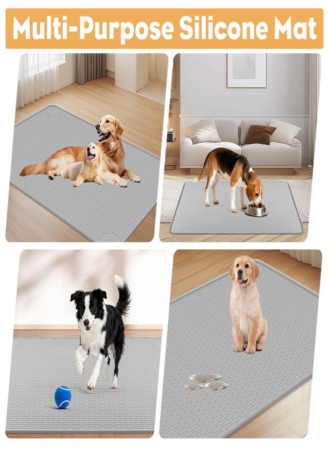 Lanstics 40"x28" Pee Pad Holder for Dogs Puppy Pad Holder Silicone Pee Tray for Dog Training Floor Protection Raised Edge Dog Potty Tray, No Pee Pads(Grey) - Image 4