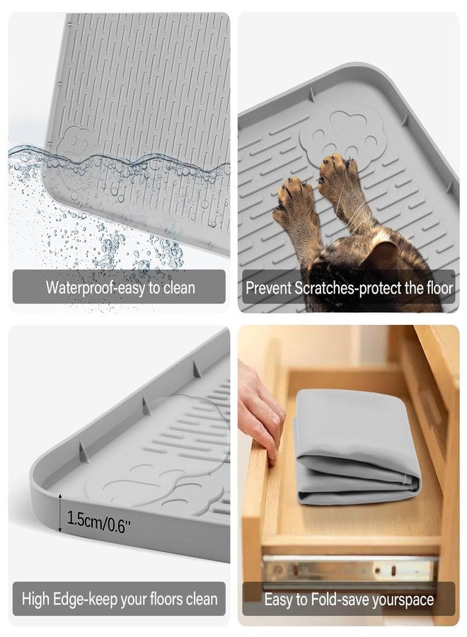 Lanstics 40"x28" Pee Pad Holder for Dogs Puppy Pad Holder Silicone Pee Tray for Dog Training Floor Protection Raised Edge Dog Potty Tray, No Pee Pads(Grey) - Image 3