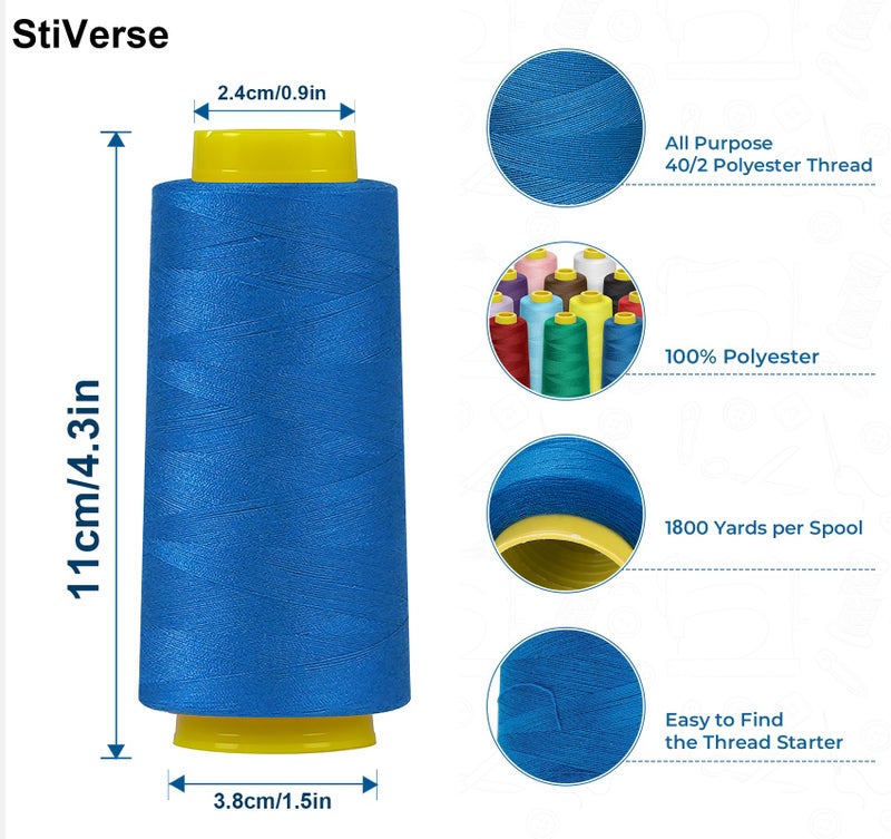 StiVerse 1800 Yards White Thread for Sewingï¼ŒAll Purpose Sewing Thread, Hilos para Coser, Polyester Thread 40s/2 for Serger&Overlock, Quilting, Piecing, Sewing Machine - Image 2