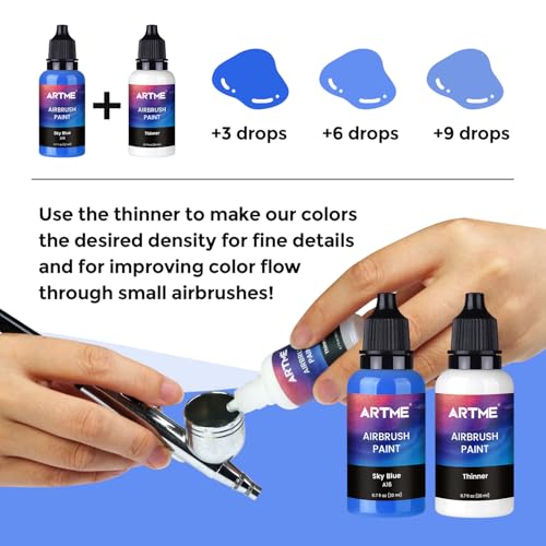 ARTME Airbrush Paint, ARTME 42 Colors with 3 Thinner, Ready to Spray, Opaque & Water Based Acrylic Airbrush Paint Set Including Metallic & Neon Colors, Premium Air brush Paints for Metal, Models, Plastic, Canvas, and Wood - Image 5