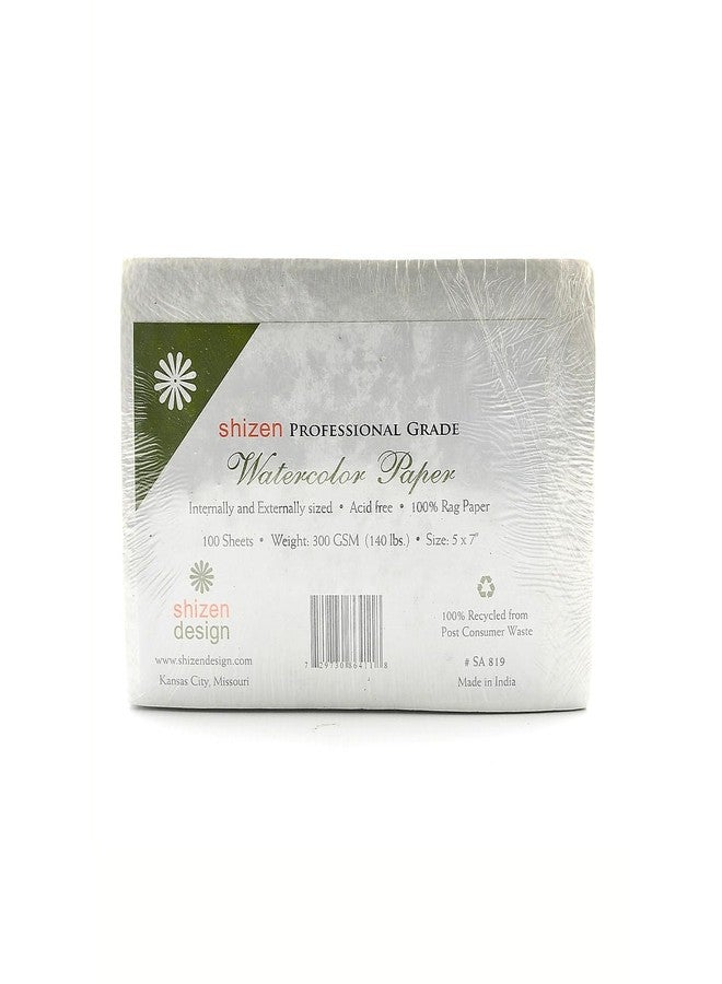 Shizen Design Rough Surface Watercolor Paper, 5 x 7 Inches, White, 100 Sheets