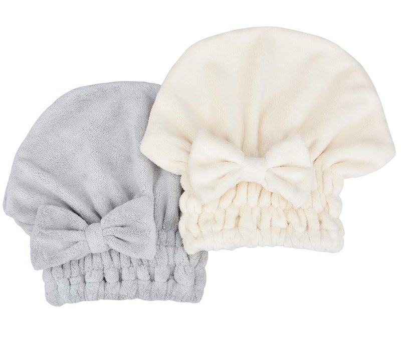 MAYOUTH Microfiber Hair Drying Towels Head wrap with Bow-Knot Shower Cap Hair Turban hairWrap Bath Cap for Curly Long & Wet Hair Gift for Women - Image 1
