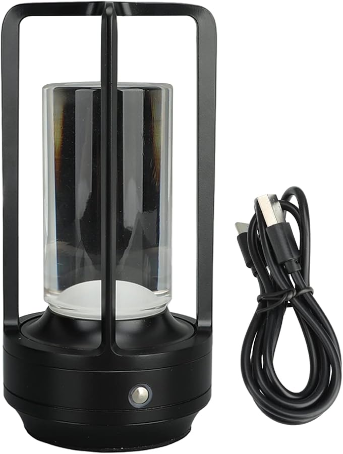 Brrnoo مصباح طاولة لاسلكي قابل لإعادة الشحن باللون الأسود مع منفذ USB لطاولة السرير الجانبية - Image 2