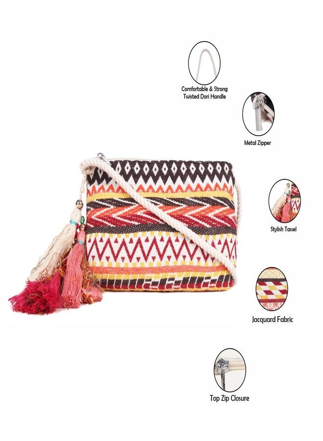 ASTRID Assorted Set Of 2 (Mix) Sling With Tassels and Zipper Closure - Image 4