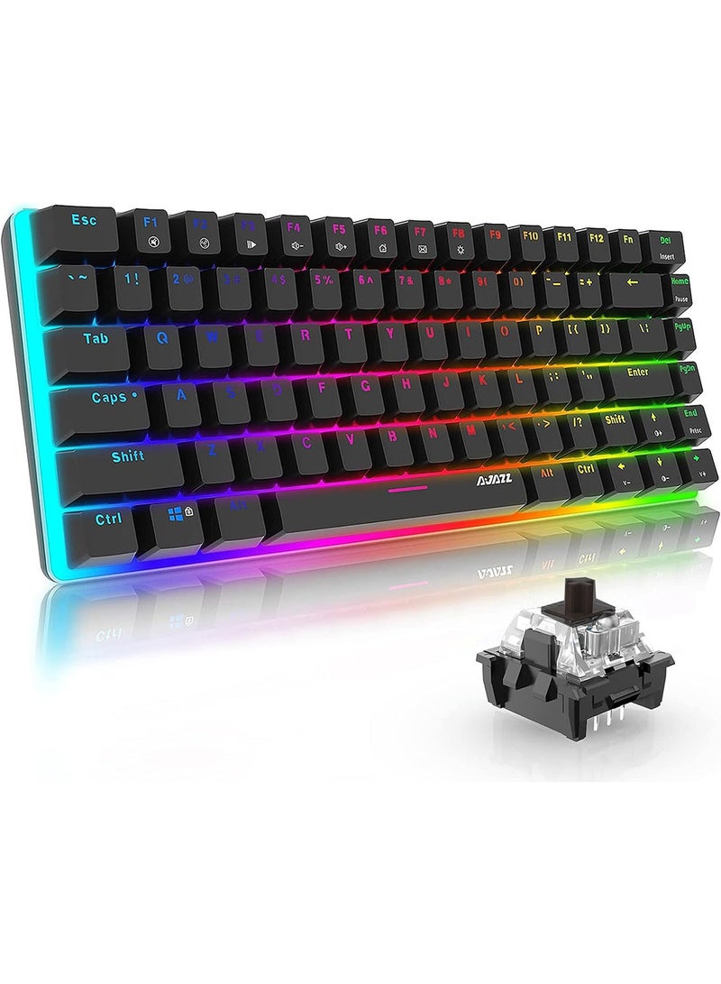 لوحة مفاتيح ميكانيكية مفتاحًا، مفاتيح سلكية بإضاءة خلفية RGB لوحة مفاتيح كمبيوتر لألعاب الكمبيوتر المحمول (مفتاح أسود) - Image 1