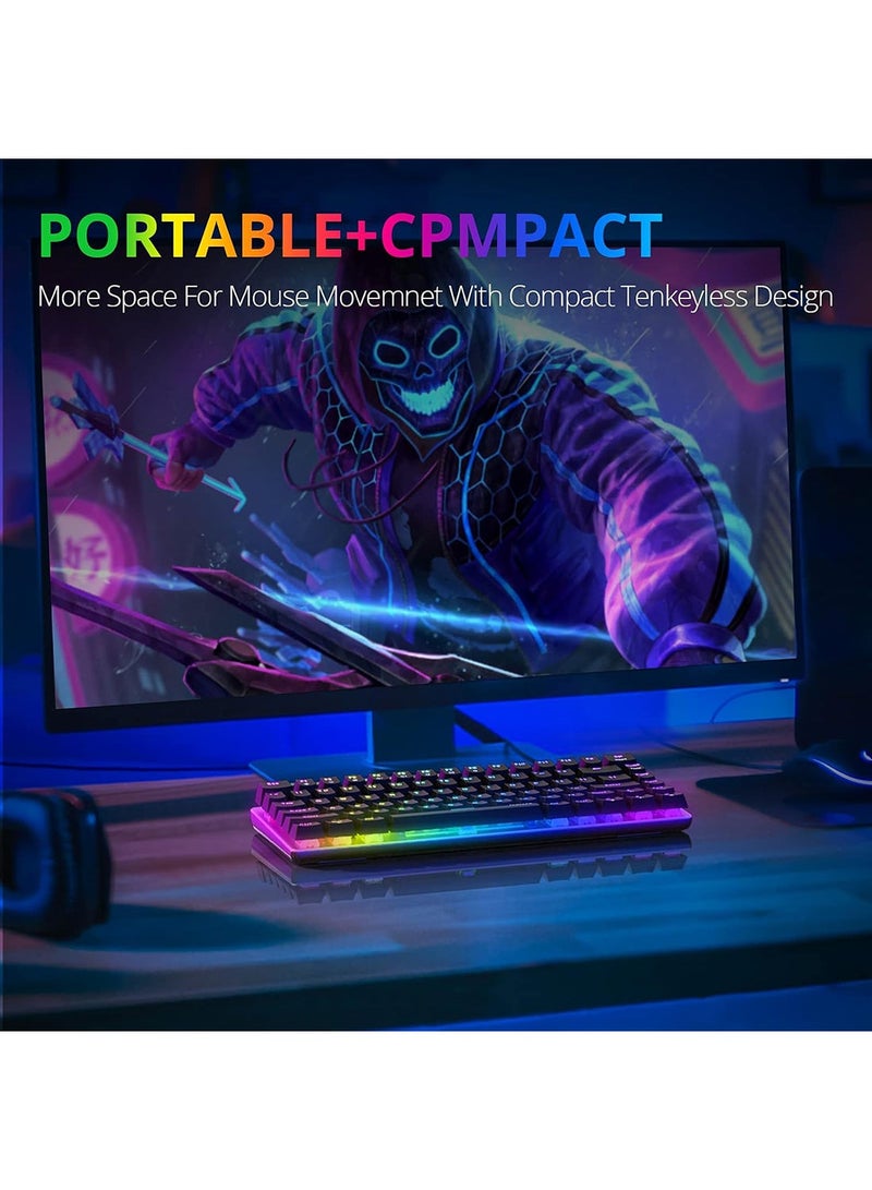 لوحة مفاتيح ميكانيكية مفتاحًا، مفاتيح سلكية بإضاءة خلفية RGB لوحة مفاتيح كمبيوتر لألعاب الكمبيوتر المحمول (مفتاح أسود) - Image 4