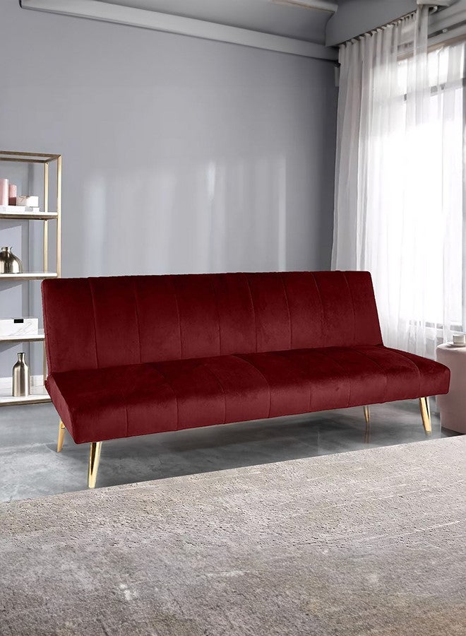 In-House Celine | 3-Seater Sofabed 2 In 1 Upholstered In Linen25x168x92 cm  - Burgundy - Image 1