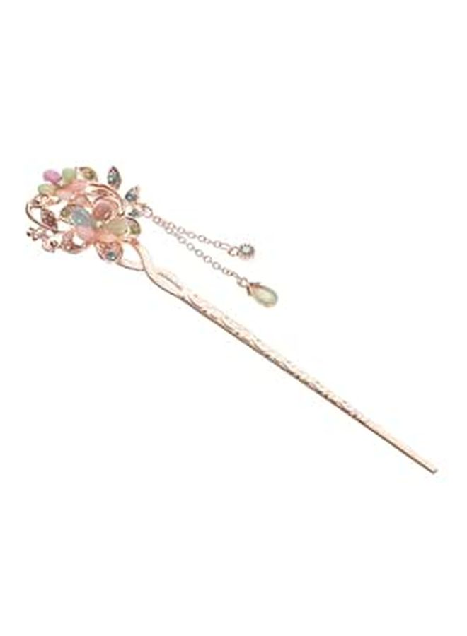 Vintage Opal Flower Hair Stick Double Flower Design Chinese Hair Chopsticks - Image 1