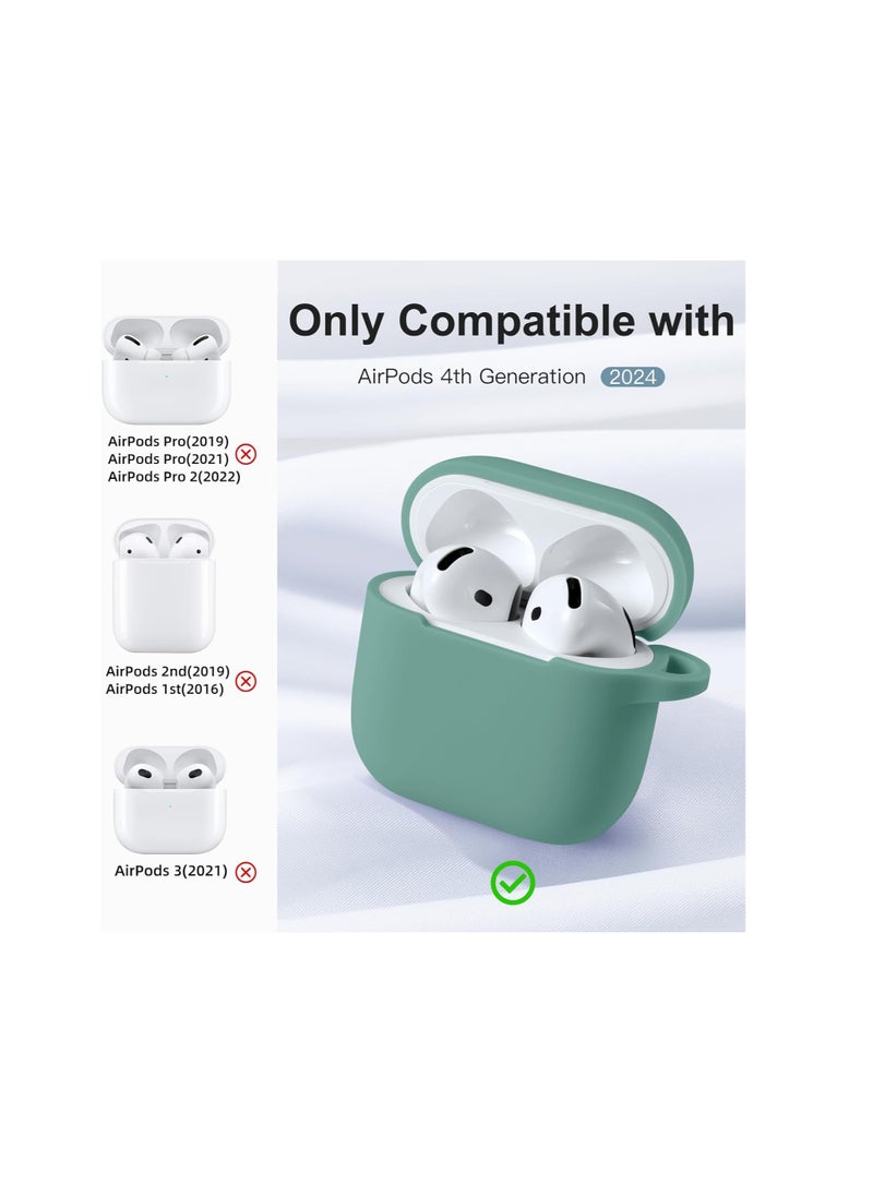 Generic - Compatible for AirPods 4th Generation Case 2024- Full Body Protective Shock-Resistant Silicone Case Cover Compatible with Apple AirPod 4 Case, Front LED Visible, With Carabiner, - Image 1