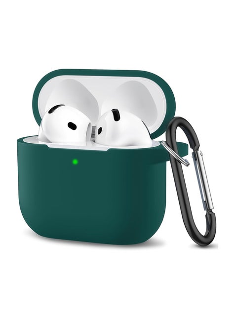 Compatible for AirPods 4th Generation Case 2024- Full Body Protective Shock-Resistant Silicone Case Cover Compatible with Apple AirPod 4 Case, Front LED Visible, With Carabiner,