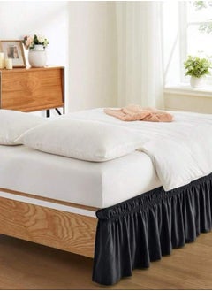 LUNA Home 1 Pc King Size  Black Elastic Bed Skirt  - Image 3